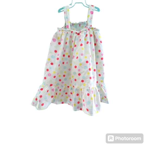 Kids Girls Dress. 5T. White with Multi-Color Polka Dot and Flowe… - Picture 5 of 9